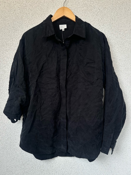 Dee Elly Tops - Dee Elly Black Oversized Button Down Shirt | Silky Spandex Blend | NWOT | Small
